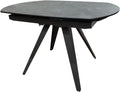 Meubletmoi Esstisch, 180 cm, grau/Schwarz, oval, ausziehbar, 120/, Keramikplatte, grau + Hartglas, ausgestellte Füße