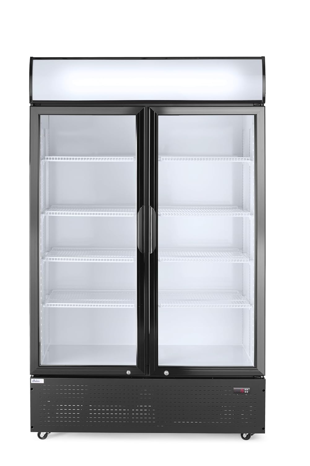 HENDI Getränkekühlschrank, 1900 mm, 643 L, 230 V, 510 W, Weiß, mit Leuchtkasten, Zweitürig, mit 8 verstellbaren Regalböden