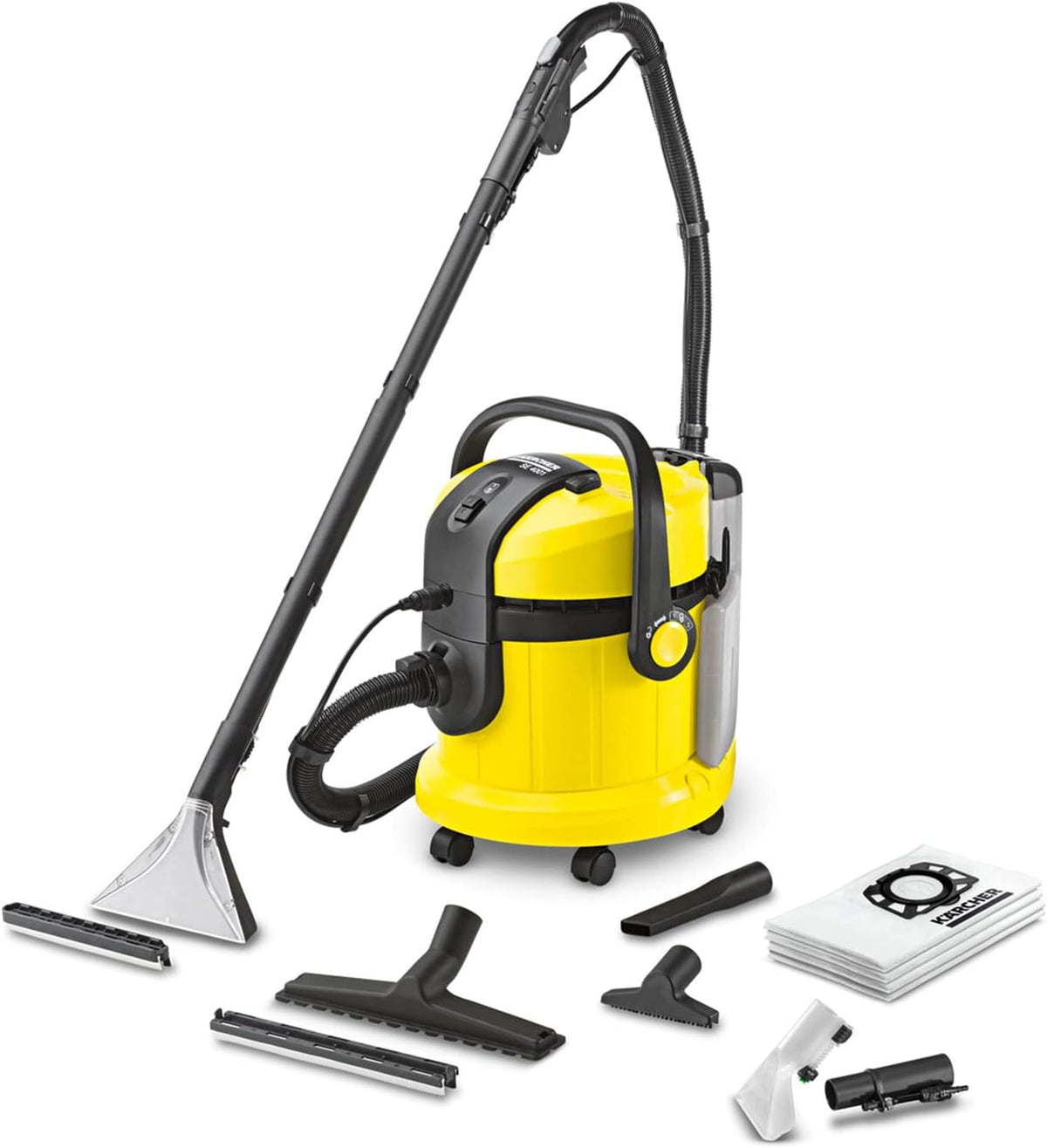 Karcher Nass-Trockensauger, Gelb/Schwarz, Kärcher Waschsauger SE 4001 Plus, für die Reinigung von Hartflächen, textilen Oberflächen und Polstern