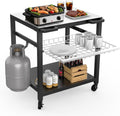 NUUK Pizzaofen, 76,2 x 61 cm, Grau, Grillwagen für den Außenbereich, -Tisch, 3 Ablagen, mit Edelstahlplatte und Schiebeschublade