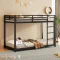 FAVSH Bettrahmen, 90x200 cm, Schwarz, Etagenbett, stabiles Metallbett mit Leiter und Sicherheitsgeländer, Hochbett für 2 Kinder mit Lattenrost