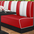 GGMMÖBEL Sitzbank, 200 x 103 cm, Rot, American 2, Dinerbank, Gestreift, Leder, American Diner Möbel, American Dinerbank