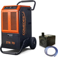 Comedes Luftentfeuchter, 150m, 345m, 70l, 3m, Schwarz/Orange, ITR 70 ( /24h) + PowerDrain Kondensatpumpe, Geeignet für Keller & Baustellen bis ² / ³