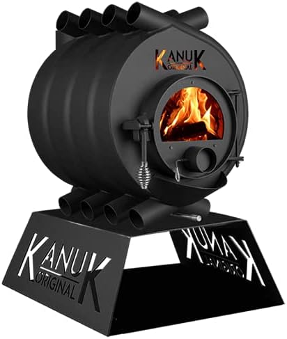 Kanuk Kaminofen, 10 kW, Schwarz, Warmluftofen Original - Werkstattofen - Schwedenofen -, Österreich und Schweiz - BimSchV (ohne Seitenverkleidung