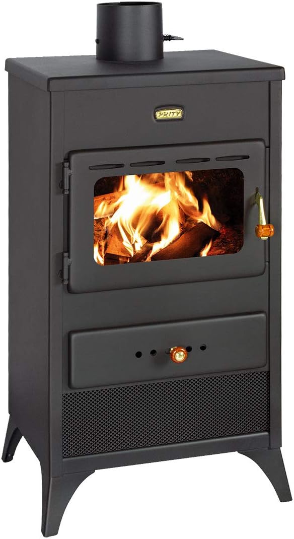 Prity Kaminofen, 9kw, Schwarz, Holzofen Multi-Kraftstoff-Kaminbrenner mit Beinen K1E