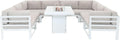 Sofa Monster Shop, Weiß/Grau, Modulares Gartenmöbel Set Groß Weiß 8-Sitzer U-Form Kissen