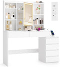 Schminktisch VASAGLE, 40 x 124,7 x 145 cm (T x B x H), Holzspanplatte, Weiß, Kosmetiktisch