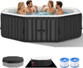 Meulbaty Badewannen mit Sprudelfunktion, Schwarz/Weiß, Aufblasbarer Whirlpool, aufblasbarer tragbarer Whirlpool