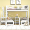 Jovify Bett, 120x200 cm, 90x200 cm, Natur, Platzsparendes Etagen +, Hoch mit Flexibler Tisch und Holzsofa, Kinder en mit Treppe