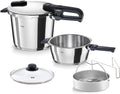 Fissler Vitaquick/Schnellkochtopf-Set Schnellkochtöpfe, 22 cm, 3,5 L, 6 L, Silber/Schwarz
