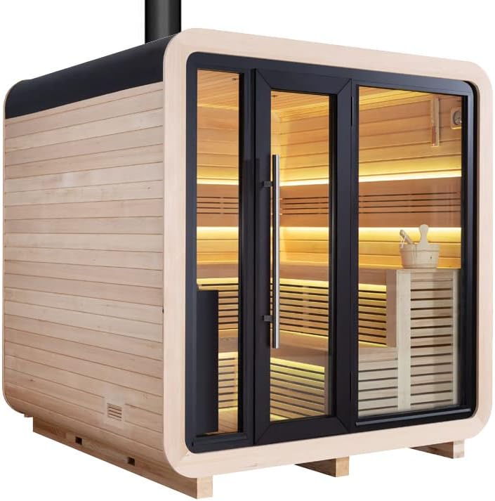 AWT AQART WATER TECHNOLOGY Kaminofen, Holz/Schwarz, Sauna THE CUBE X2 Hemlock/225x225/Harvia Holzofen
