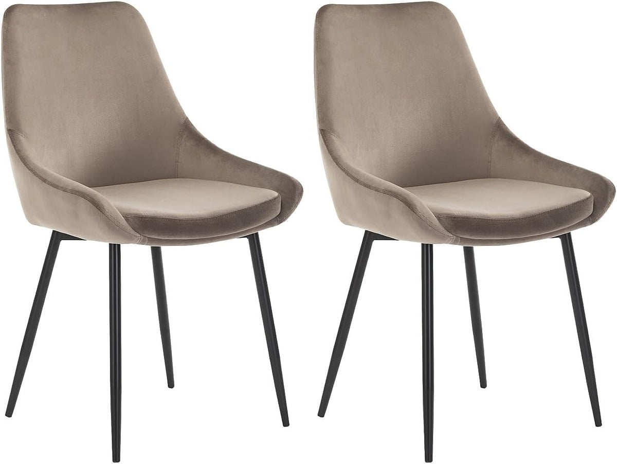 Vente-unique Esszimmerstühle, Braun, Stuhl 2er-Set Masurie - Samt - Taupe