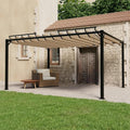 ShCuShan Pavillon, Schwarz/Taupe, mit Lamellendach 3x4 m Taupe Stoff und Aluminium Pergola