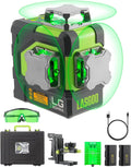 LASGOO Lasermessgeräte & Zubehör, Grau, LG-3DMAX 3x360° grüner Laser-Wasserwaage, 3D selbstnivellierend, 2 wiederaufladbare Batterien