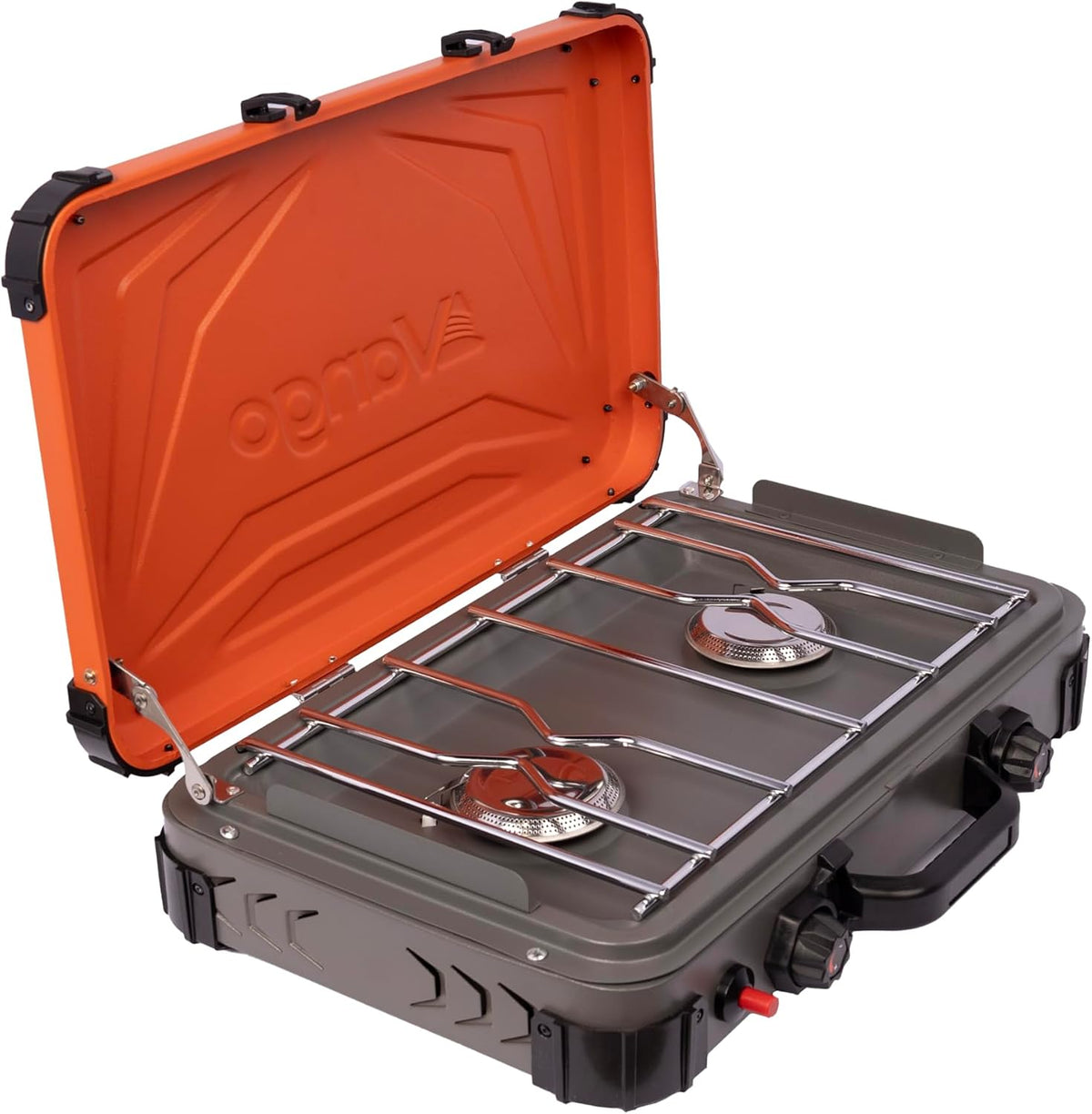 Vango Gasherd, 3 kW, Silber, Magma Dual Brenner Camping Gaskocher - Tragbarer, 2 x Edelstahlbrenner, Piezozündung