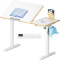 FLEXISPOT Schreibtisch, 110 x 52 cm, Weiß, Kinder, Elektrisch Höhenverstellbarer mit neigbarer Tischplatte, für Kinder ab 6 Jahren