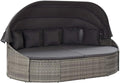 KOIECETA Liegen, PE-Rattan, Gewebe (100% Polyester), Stahl, Grau/Anthrazit, Outdoor Sonneninsel mit Dach Gartenliege Liege Insel