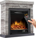 KESSER Elektrokamin, 1800 W, Grau, Standkamin - Kamin elektrisch mit LED 3D-Flammeneffekt, Heizung Heizfunktion