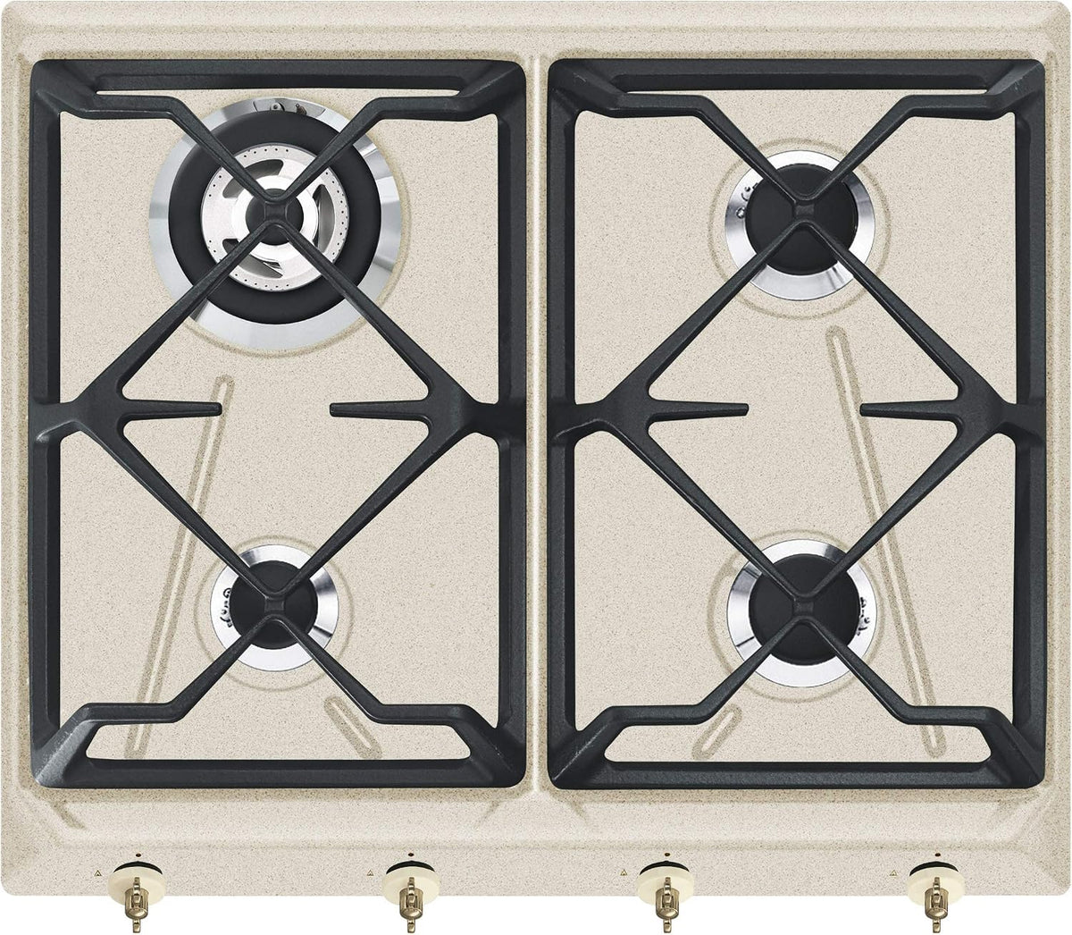 SMEG Kochfeld, schwarz, Gas COLONIALE - SRV864AVOGH2, Hellbraun/