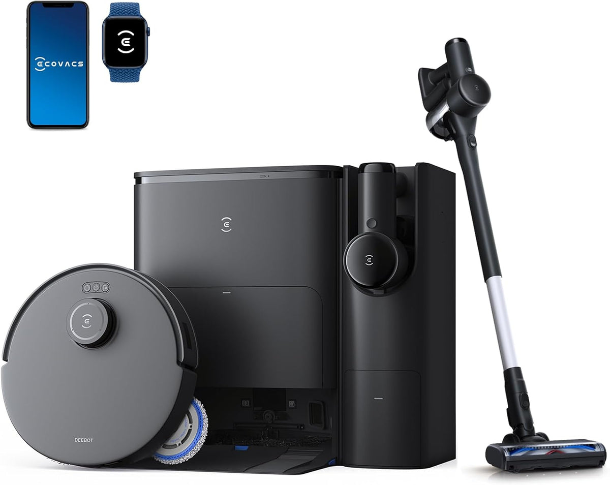 ECOVACS Saugroboter, Schwarz, DEEBOT T30S Combo Complete mit Wischfunktion, All-in-One Reinigungsstation, 11000Pa
