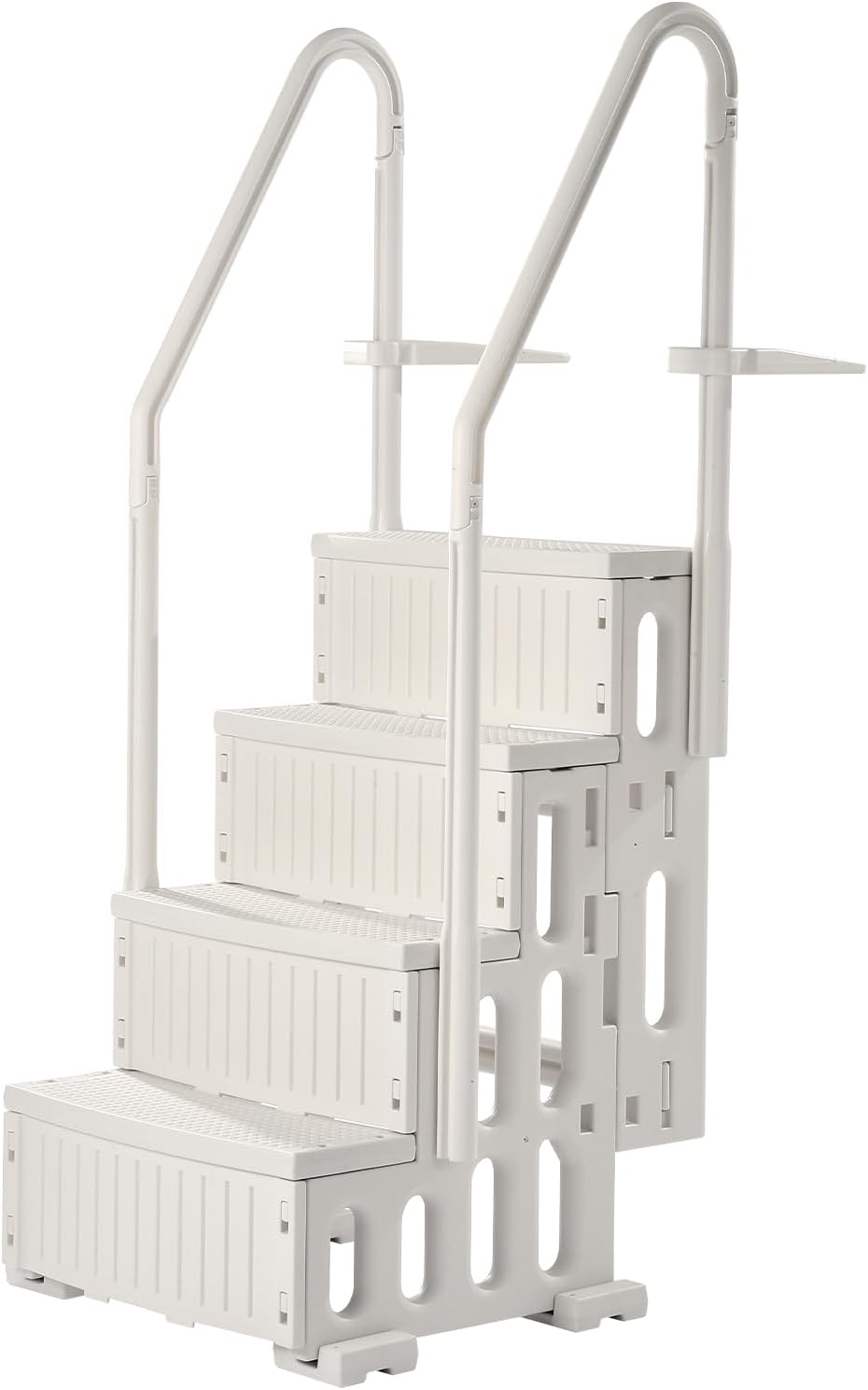VEVOR Leitern, 180 kg, 137 cm, Weiß, Poolleiter, Kunststoff-Pooltreppe mit 2 Handläufen, 4 rutschfesten Stufen