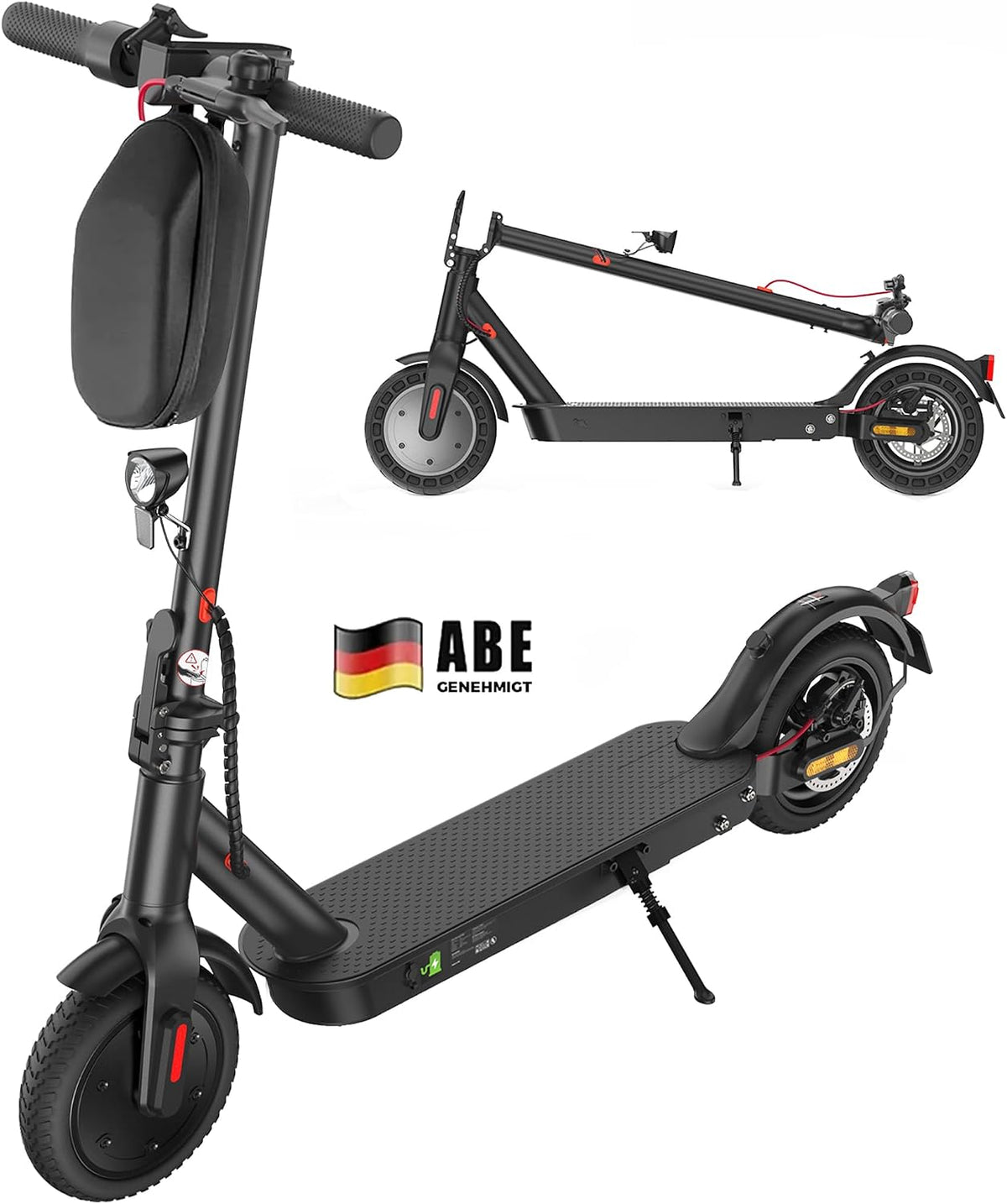 iScooter E-Scooter, 8,5 Zoll, 120 kg, 350 W, Schwarz, E Scooter mit Straßenzulassung, ABE Elektroroller Belastung bis
