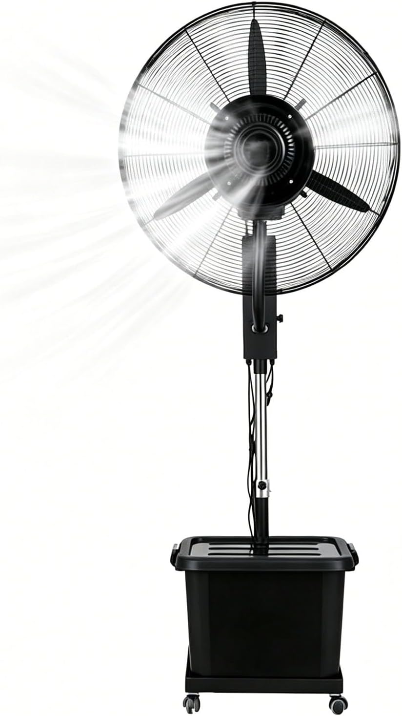 Lsoiup Gewächshaus, 200 cm, 71 cm, 42 L, Schwarz, Nebelventilator Schwerlast, 3 Geschwindigkeiten, 90° Schwenk, Teleskophöhe 160