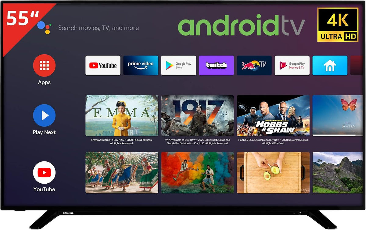 Toshiba Fernseher, 55 Zoll, Schwarz, Smart TV, 55UA2068DGL /Android TV (4K Ultra HD, HDR Dolby Vision, Smart TV
