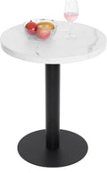 Mingone Esstisch, 60 cm, Weiß/Schwarz, Klein Rund Küchentisch Esszimmertisch mit Marmor, Weiß