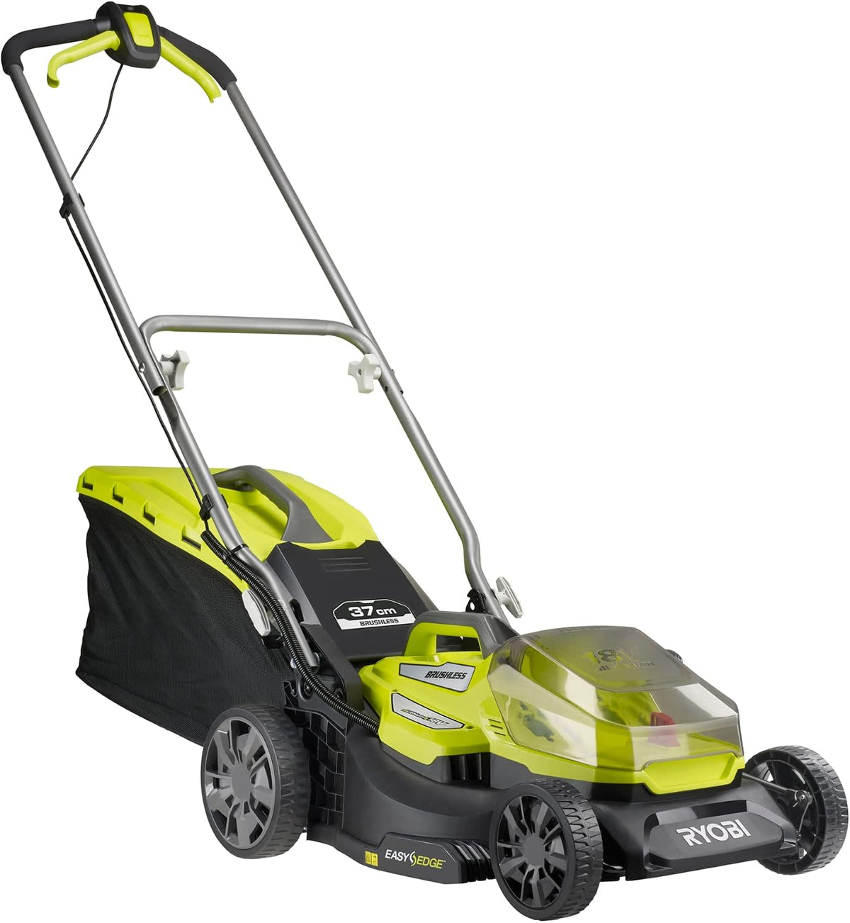 RYOBI Rasenmäher, 37 cm, 18 V, Schwarz/Grün, ONE+ Akku- RY18LMX37A-0, Schnittbreite, ohne Akku & Ladegerät, bürstenloser Motor