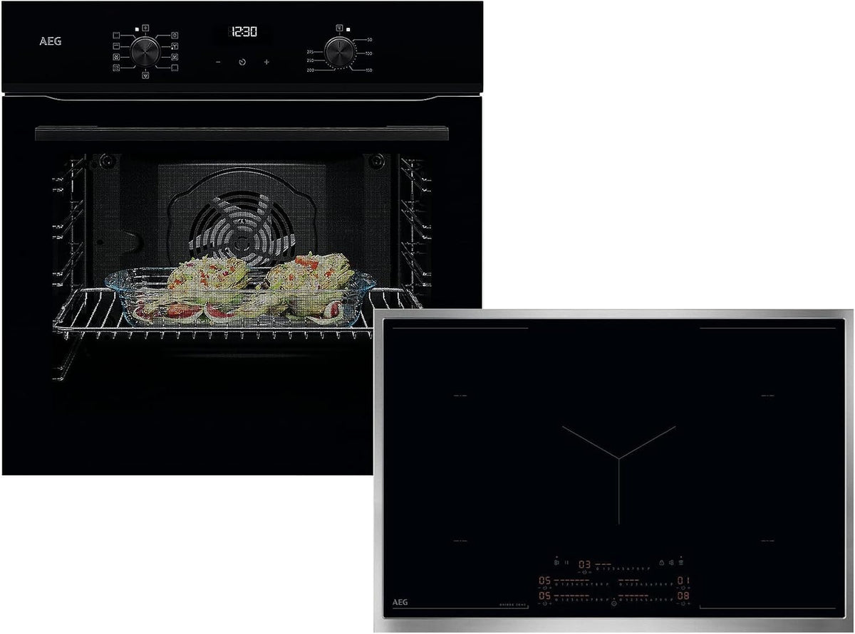 AEG Backofen, Schwarz, Set BP1100B + Induktionskochfeld OIK85M00XB