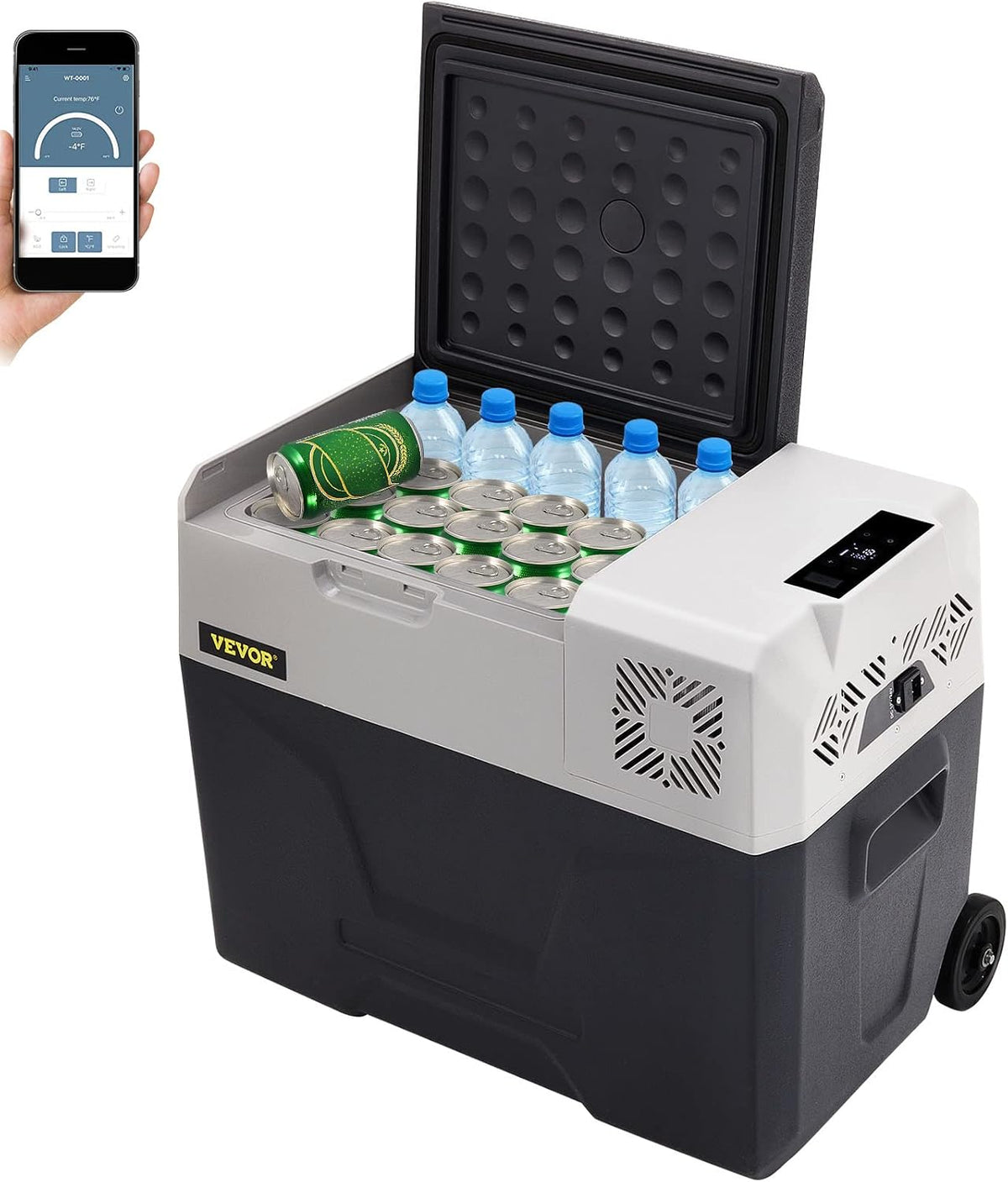 VEVOR Mini-Kühlschrank, 30 L, Silber, Autokühlschrank Kompressor kühlbox Edelstahl Urlaub