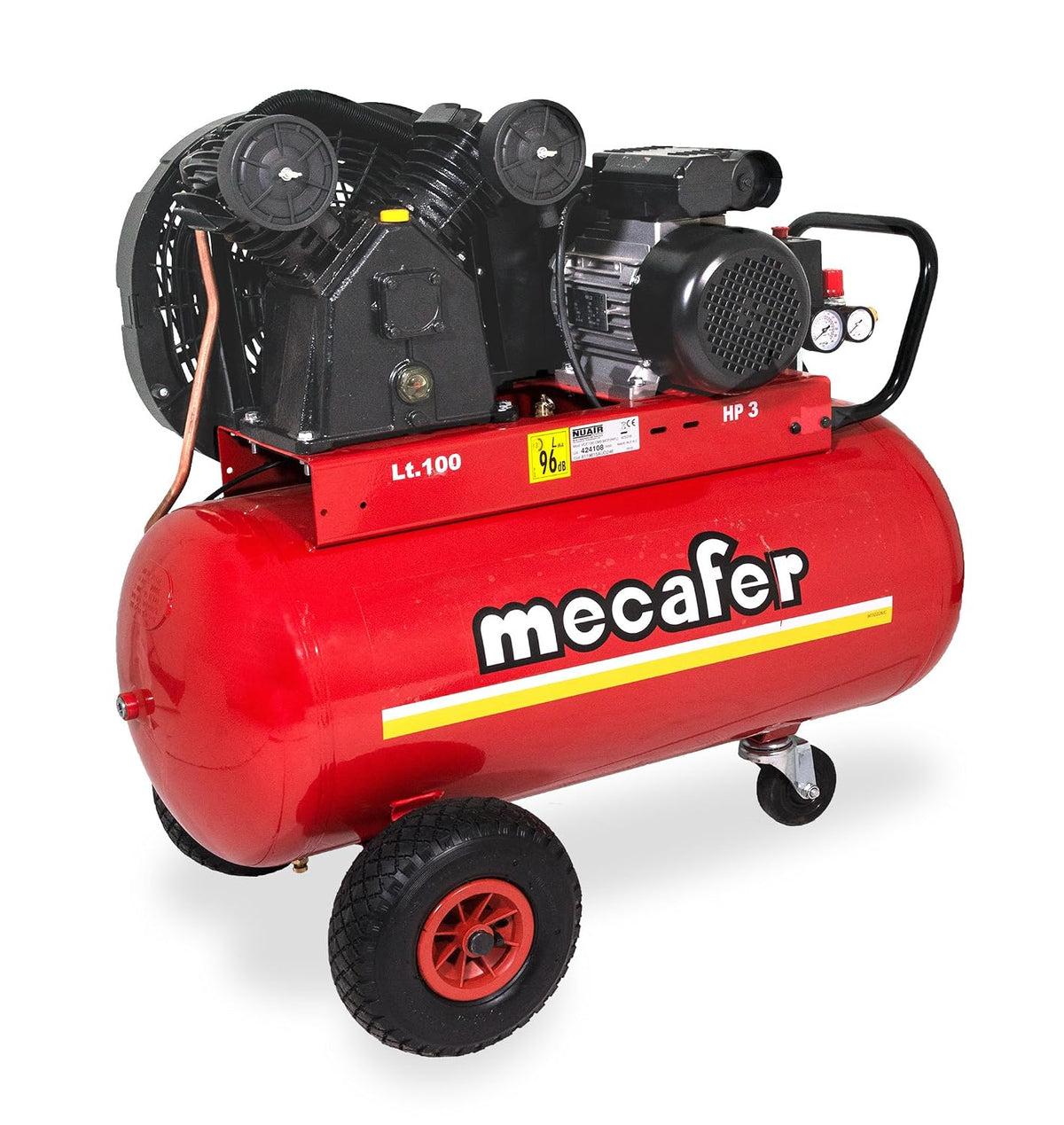 Mecafer Kompressor, 100 L, Rot/Schwarz, 425316 3 HP V Gusseisen