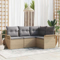 RCODSSK Gartenmöbel-Set, Poly-Rattan, Beige, Modernes Gartensofa-Set aus Poly-Rattan, Outdoor-Sofaset mit Tisch aus Sicherheitsglas