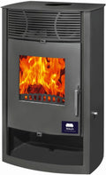 Moeby24 Kaminofen, 7,78 KW, 130 mm, Anthrazit, Kamin Ofen Rauchrohr BimSchV 1-2 EEK A Denice