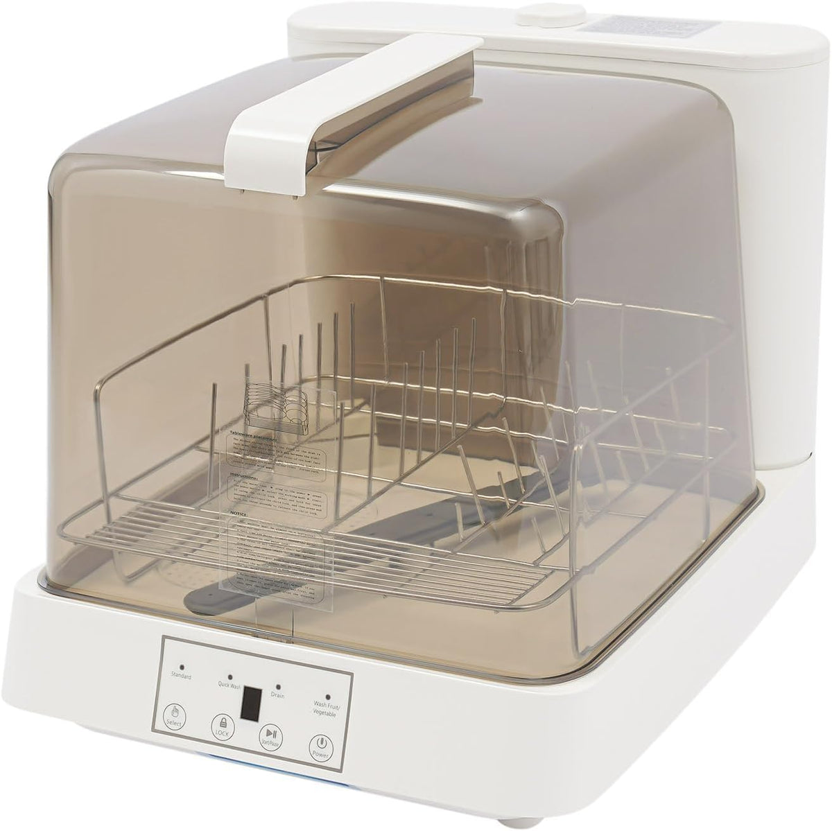 Geschirrspüler, 800 W, PP, Weiß, Spülmaschine 360° Sprüharm Tisch Touchsteuerung 3 Modi, Abnehmbarer Filter Halbtransparenter Deckel
