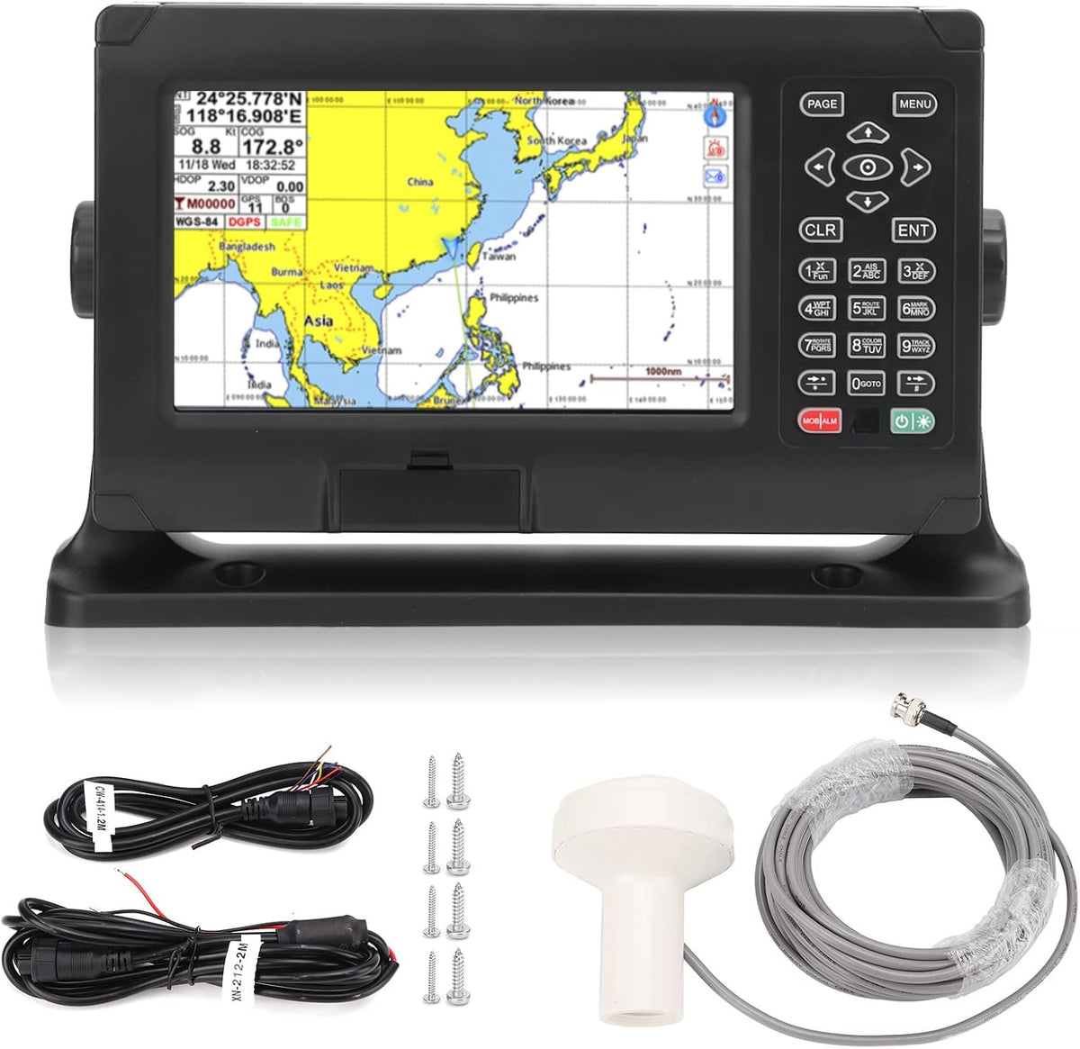 Keenso Seenavigation, 8 Zoll, ABS, Weiß, Fischfinder Kartenplotter, hohe Genauigkeit GPS BDS wasserdicht Keyed Assist