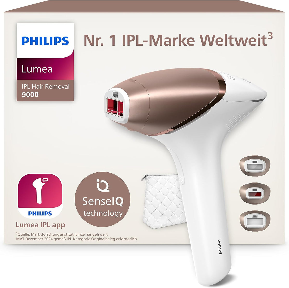 Philips Systeme, Weiß/Roségold, Lumea IPL 9000 Series Haarentfernungsgerät mit SenseIQ, Alternative zur Laserhaarentfernung