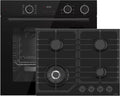 Böhme Backofen, 3,8 kW, 60 cm, 73 L, Schwarz, Einbau Set mit Gasline Gaskochfeld, XXL mit AirFry & Dampfunterstützung