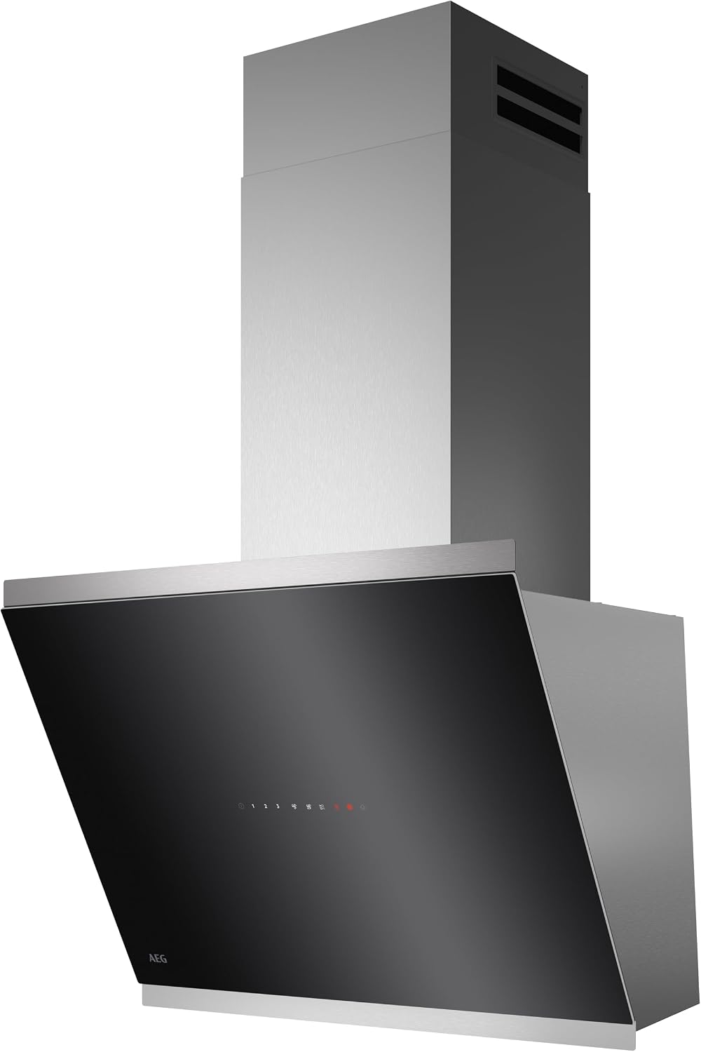AEG Dunstabzugshaube, 760 m, 67 dB, 60 cm, Schwarz/Edelstahl, Serie 7000 mit SilenceTech, kopffreie Wandhaube mit Glas