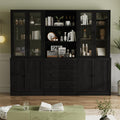 VOWNER Bücherregal, 180 cm, Schwarz, 5-stöckiges mit Glastüren, Vitrinenschrank, Küchenschränke, Küchenschrank Hochschrank