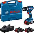 Bosch Professional Akkuschrauber, 4.0 Ah, 18 V, Schwarz, System Akku Schlagbohrschrauber GSB -45 (Drehzahl von 1.900