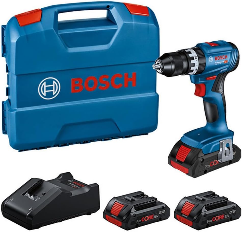 Bosch Professional Akkuschrauber, 4.0 Ah, 18 V, Schwarz, System Akku Schlagbohrschrauber GSB -45 (Drehzahl von 1.900