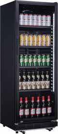 A&S Getränkekühlschrank, 360 Liter, Schwarz, Polarny Flaschenkühlschrank Flaschenkühler mit Glastür, 5 Verstellbare Roste