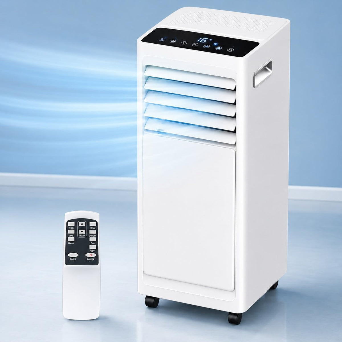 DIUNAOZI Mobiles Klimagerät, 12 m, Weiß, 9000 BTU 3 in 1, Tragbare Klimaanlage mit Luftentfeuchter, Kühler und Ventilator