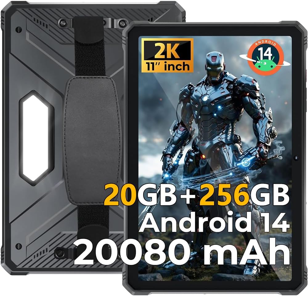 HOTWAV Tablet, Natur, R9 Pro 4G Rugged 11 Pollici 2026, 20GB+256GB+2TB, 20080mAh Rugged Smartphone Android 14, 64MP+16MP