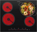 Klarstein Kochfeld, 6500 W, schwarz/rot, Glaskeramik, Einbau- mit 4 Platten, Elektro zum Kochen, Modernes Glaskeramik