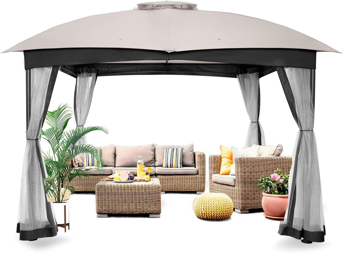 FAB BASED Pavillon, Aschgrau/Schwarz, 3x3m Wasserdicht Stabil Winterfest, Pergola mit massiven Stahlrahmen, UV Schutz