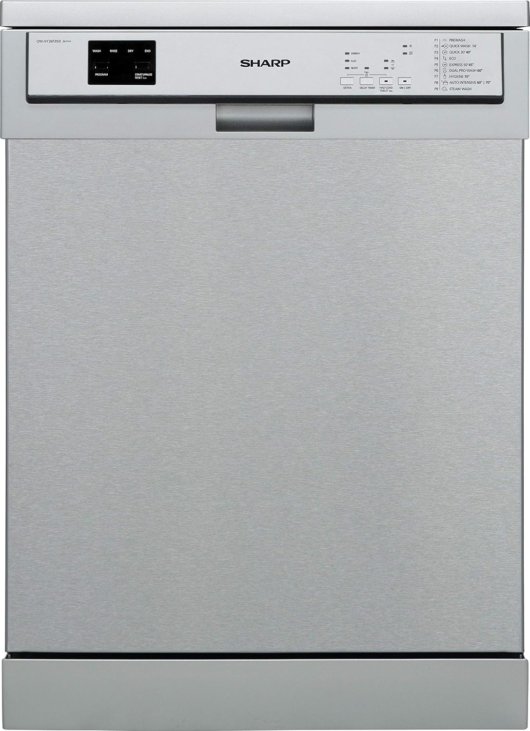 Sharp Geschirrspüler, 60 cm, Silber, QW-HY26F393I-DE freistehend / A+++ / 15 Maßgedecke / 9