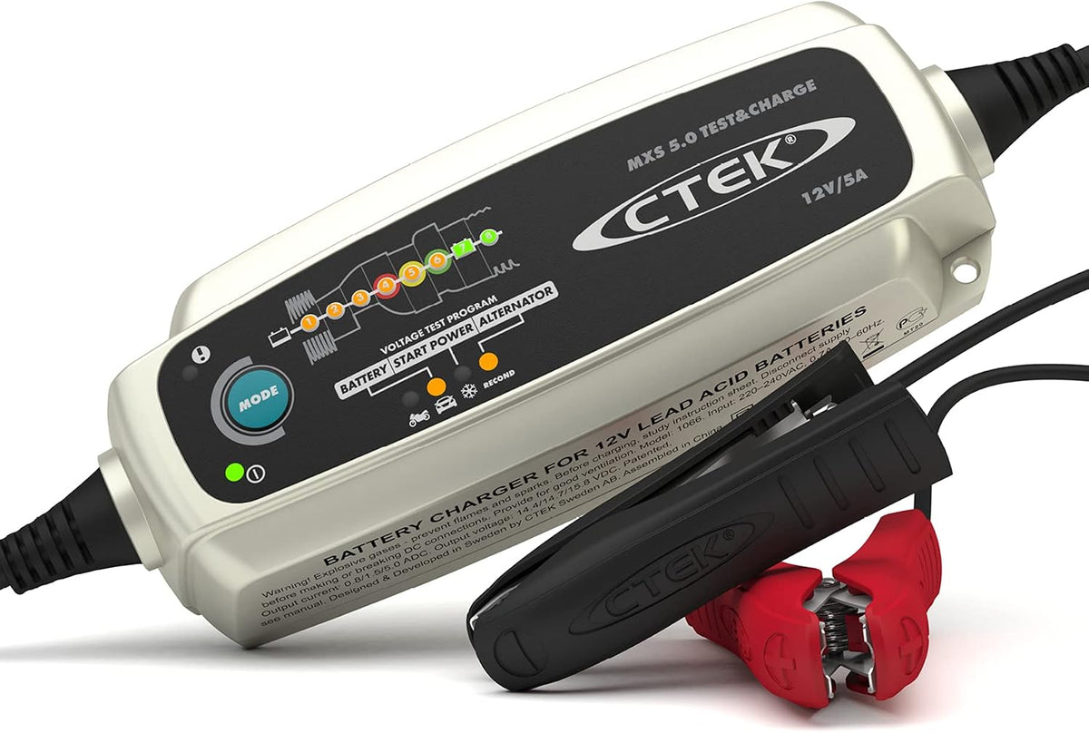 CTEK Ladegeräte, 12 V, Beige/Schwarz, MXS 5.0 Test & Charge, Batterieladegerät, Batteriepfleger, Ladegerät Auto Und LKW Ladegerät